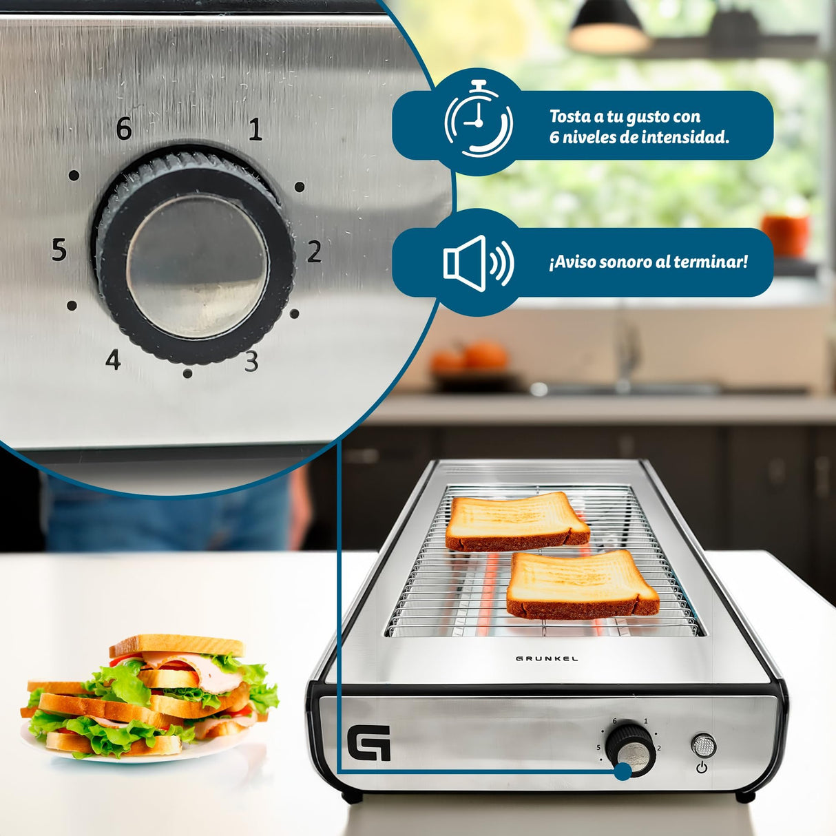 EAN 8426156017853 - Grunkel TSP-INOX tostadora 6 4 rebanada(s) 600 W Acero inoxidable imagen 4