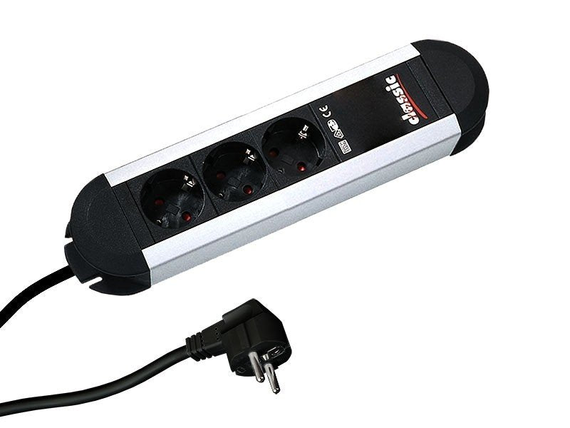 Regleta Bachmann Alu, 3 Vías, Negro, 2,0 M, Sin Interruptor