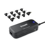 Tooq Cargador Universal Automatico Para Portatil 90w - 2x Usb - 12 Adaptadores - Voltaje 12-20v
