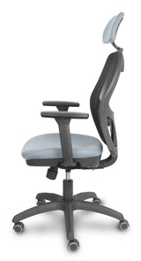Piqueras Y Crespo Silla Jorquera Traslack Malla Negra Asiento Bali Gris Brazos 3d Cabecero Regulable