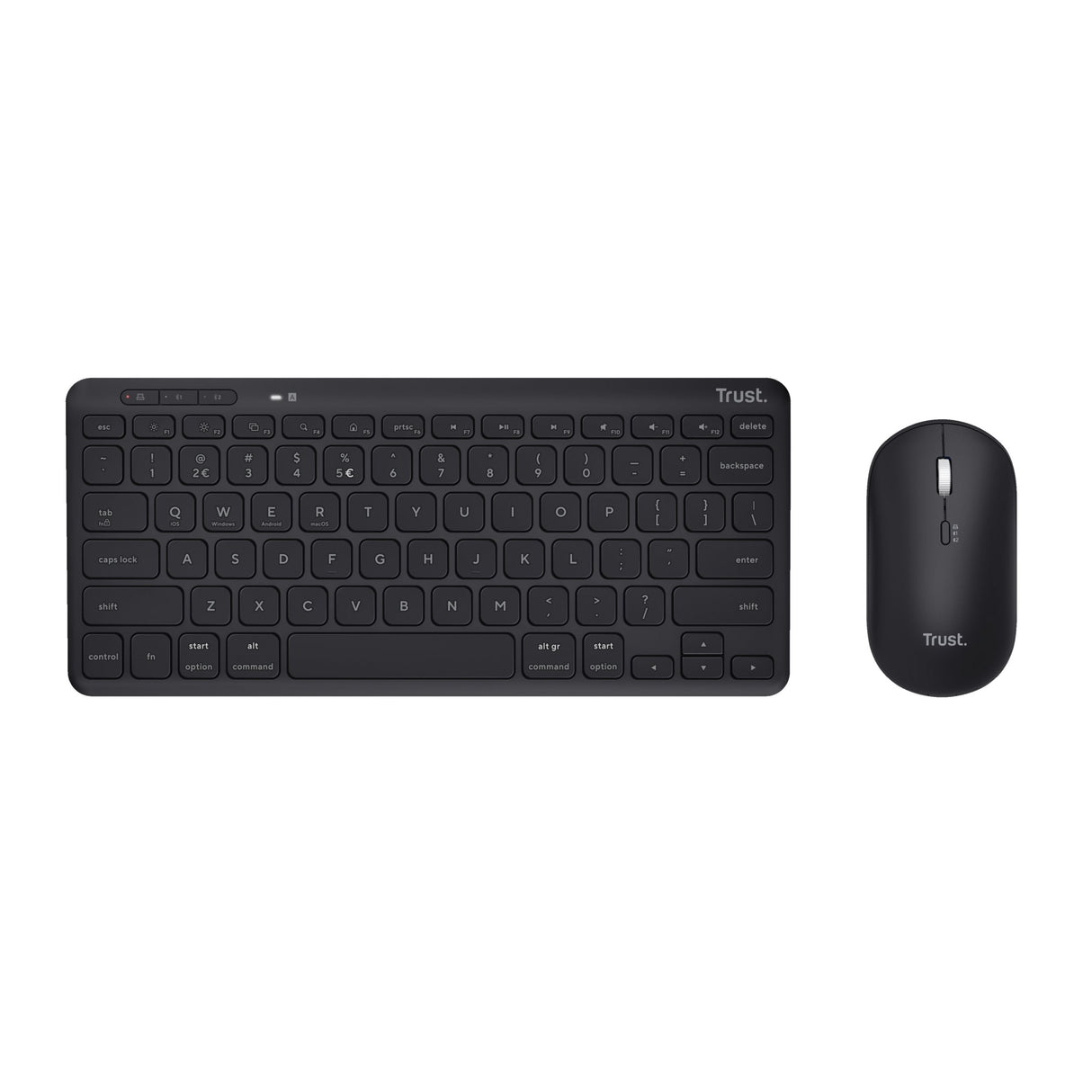 Teclado Inglés + Ratón Trust Lyra Rf Wireless + Bluetooth Qwerty Negro