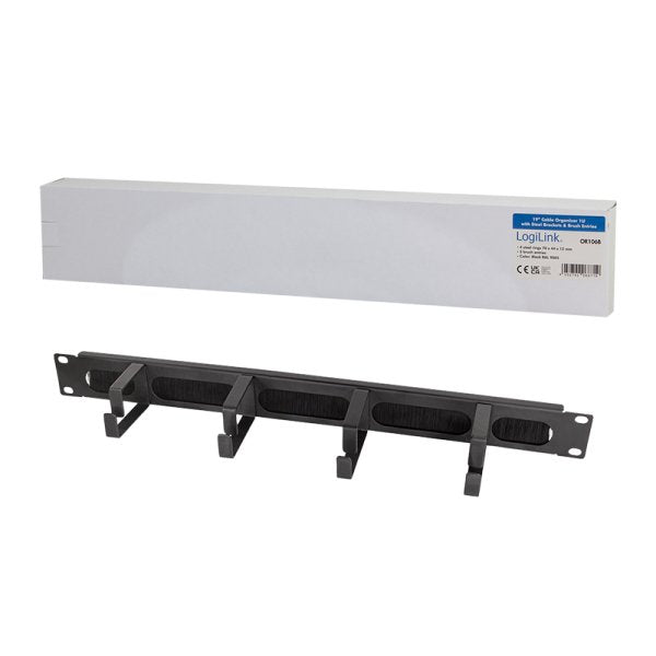 Panel De Gemión De Cables Logilink De 19", 4 Soportes De Acero Y Tira De Cepillos