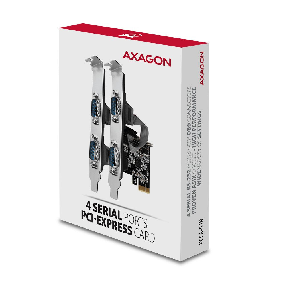 Axagon Pcea-S4n Pcie-Adaptador Mit 4x Seriell-Ports - Asix Ax99100 Chipsatz