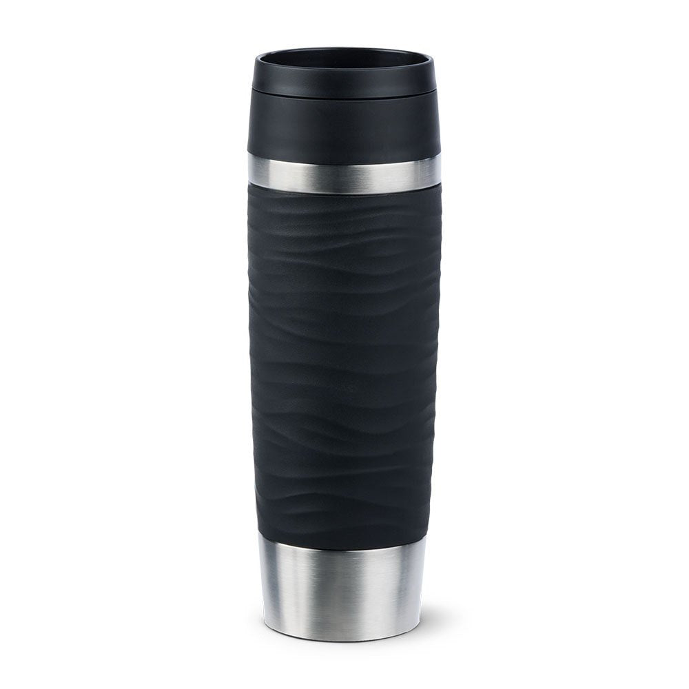 Taza Térmica Emsa Travel Mug  Waves Grande Negro/Acero Inoxidable, 0,5 Litros N2022500