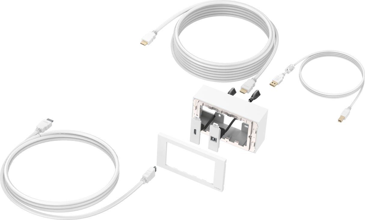 Paquete De Placa Frontal Av Modular Y Cables Cables De 3 Metros 4k A 60 Hz Paquete Simple Para Instalar Pantalla Táctil O Proyector Incluye Caja Trasera De Doble Gang Del Reino Unido Y Marco De Doble Gang Que Acomoda Cinco Módulos Módulos I