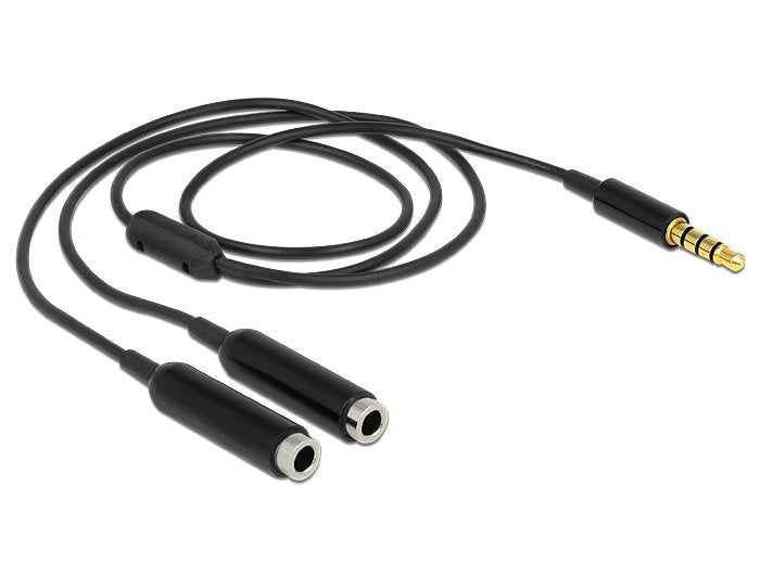 Delock 65575 Adaptador 3,5mm -> 2x 3,5mm M/H 0.25m Negro