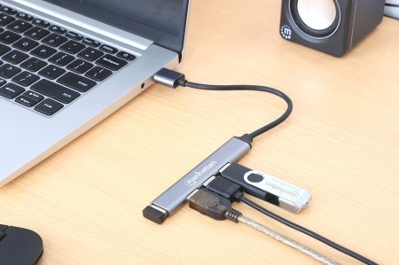 EAN 766623168427 - Manhattan 168427 hub de interfaz USB 3.2 Gen 1 (3.1 Gen 1) Type-A 5000 Mbit/s Gris imagen 4