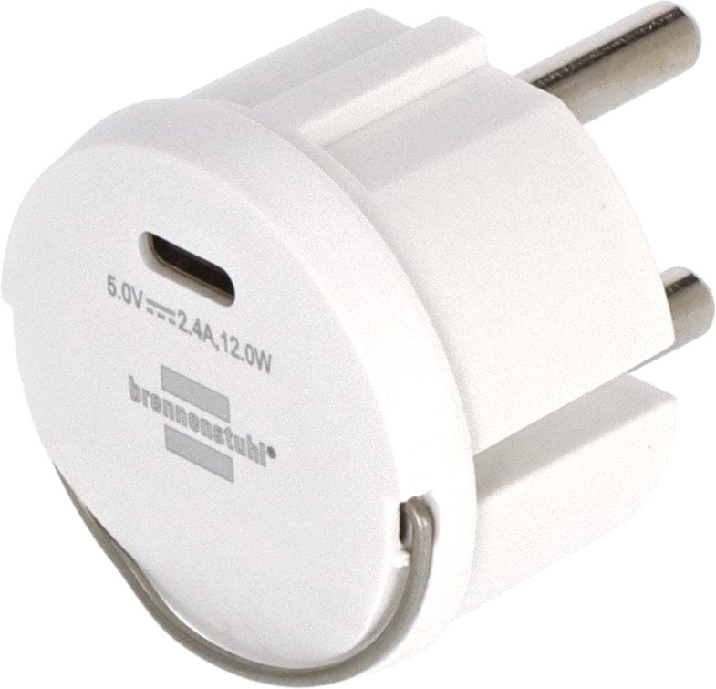 Brennenstuhl Usb-C Steckdosenadaptador, Usb-C Ladehembra 2,4 A, Max. 12,0 W, Blanco