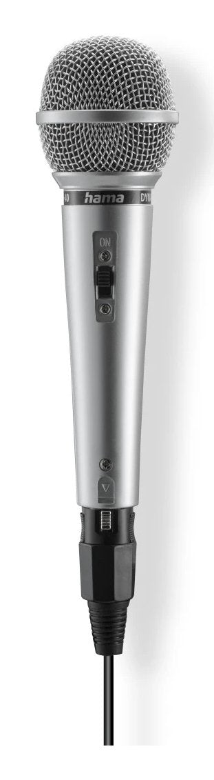 Hama Jam Star Microfono Dinamico - Cable 3m - 100hz - Jack 3.5mm - Cardioide - 600 Ohm - 170x52x52mm - Plata