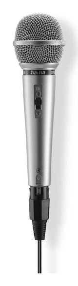 Hama Jam Star Microfono Dinamico - Cable 3m - 100hz - Jack 3.5mm - Cardioide - 600 Ohm - 170x52x52mm - Plata