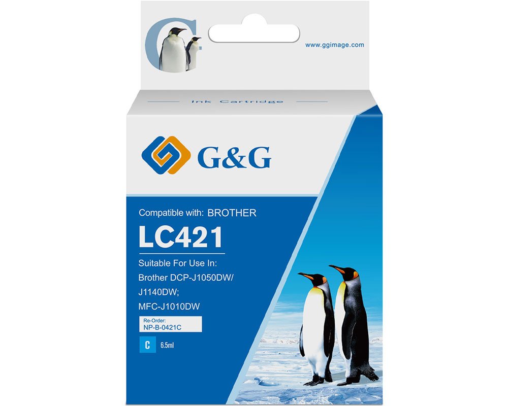 G&G Tinte Compatible Con Brother Lc421c 200 Copias Cyan