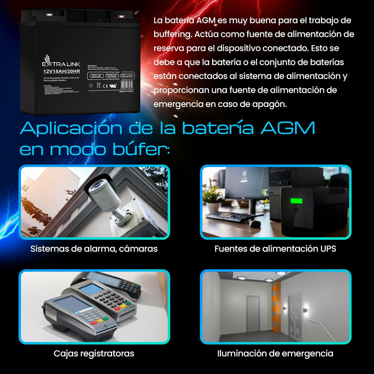Extralink Akumulator Battery Accumulator Agm 12v 18ah - Batterie - 18.000 Mah Sealed Lead Acid (Vrla) 13,5 V