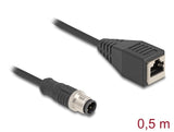 Delock 60622 Cable M12 Codificado D 4 Pin Macho D Rj45 Hembra Pvc 0,5 M