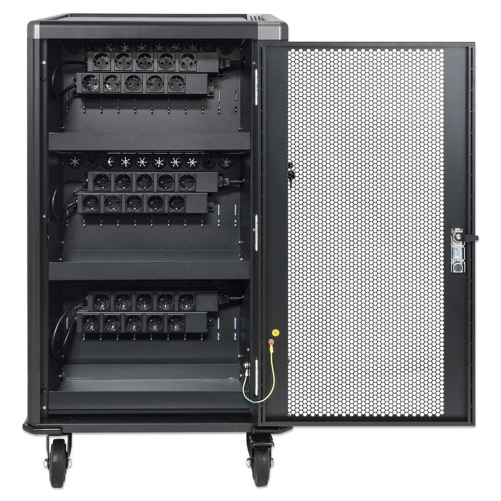 Manhattan Carro De Carga Para 30 Portátiles (Hasta 16"), Carga Mediante Adaptadores Ac (Eu) (Requiere Instalación De Cables De Alimentación De Los Dispositivos), Compatible Con Todos Los Portátiles, Ipad Y Macbook, Compartimentos 380×30×280