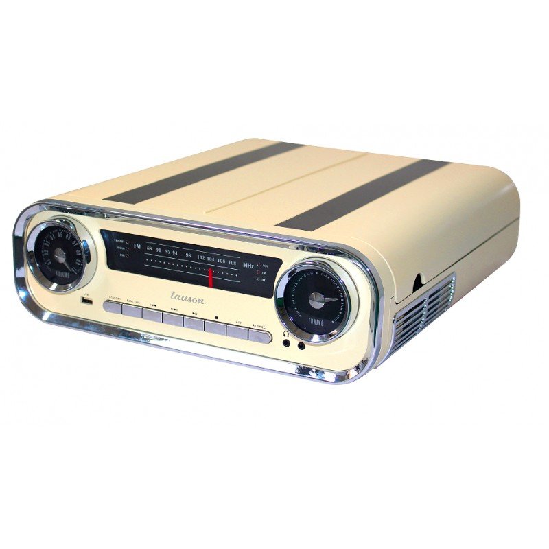 Lauson 01tt15 Crema Tocadiscos Vintage 3 Velocidades Bluetooth Usb Grabación Mp3 Fm