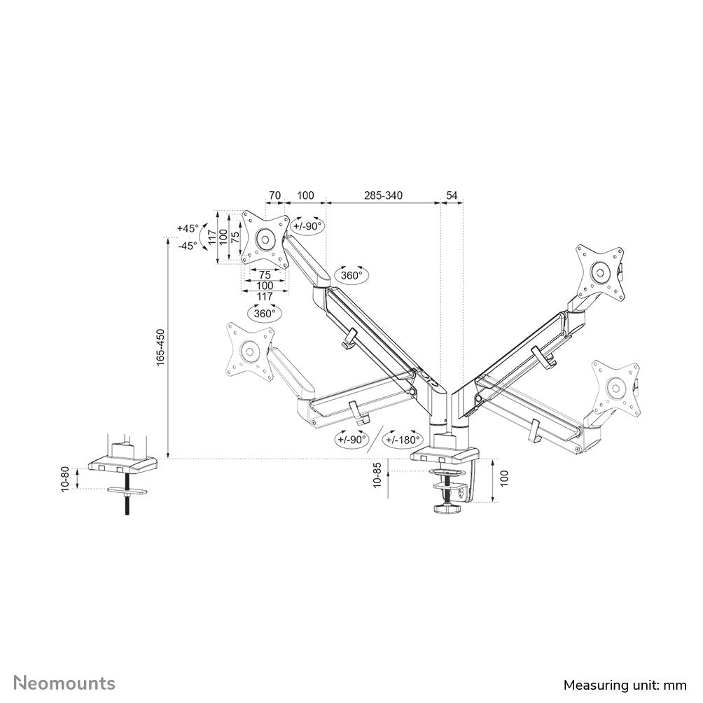 Neomounts By Newstar Soporte De Escritorio (Desk Mount Dual 17-32 Slim)