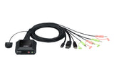 Aten Switch Kvm En Formato Cable Híbrido Displayport De 2 Puertos Usb-C