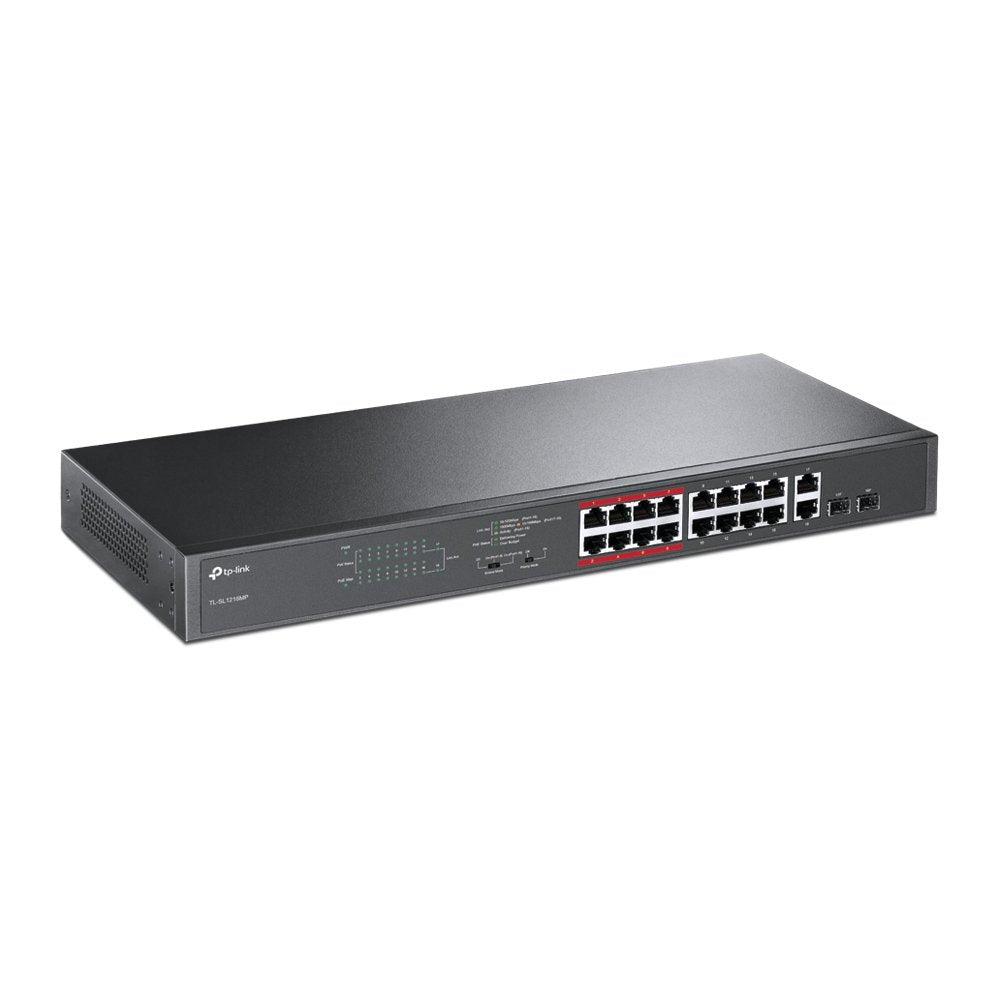 EAN 6935364099824 - TP-Link TL-SL1218MP switch No administrado Fast Ethernet (10/100) Energía sobre Ethernet (PoE) Negro imagen 2