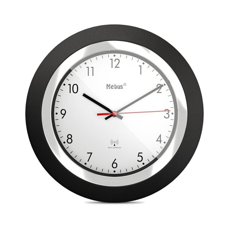 Mebus 19451 Reloj De Pared Reloj De Pared Digital Alrededor Negro, Blanco
