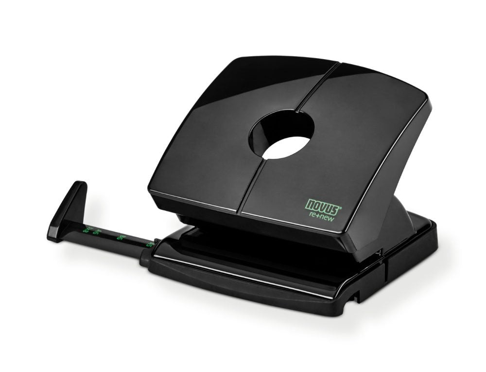 Novus B 220 Re+New Perforadora De Papel - Fabricada Con Plastico Reciclado - Hasta 20 Hojas - Escala De Tope - Vaciado Facil - Punzones 5.5mm