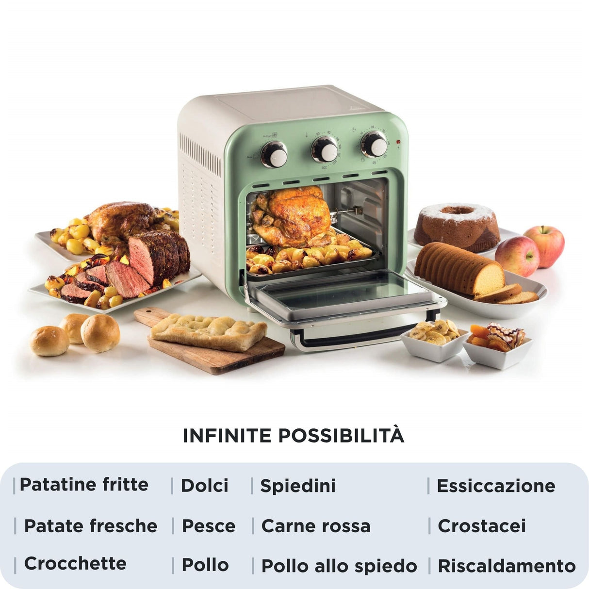 EAN 8003705122444 - Ariete 4632/04 Sencillo 16 L Independiente 1400 W Freidora de aire caliente Verde imagen 3