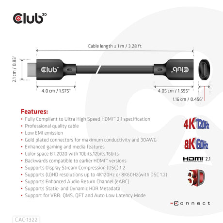 EAN 8719214472665 - CLUB3D CAC-1322 cable HDMI HDMI tipo A (Estándar) Negro imagen 4