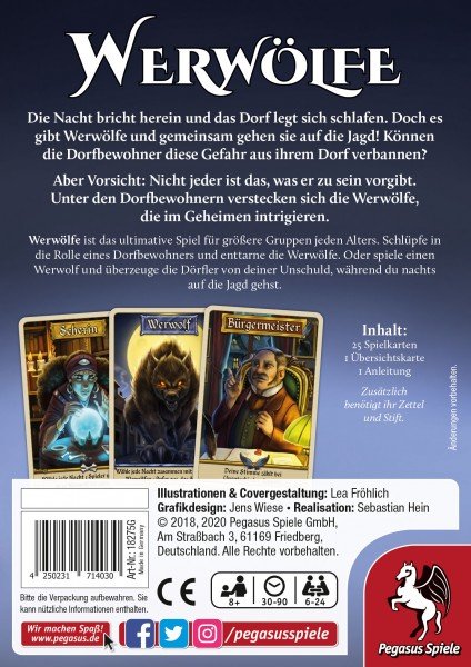 EAN 4250231714030 - Pegasus Spiele Werwölfe Juego De Cartas Interpretación de roles imagen 3