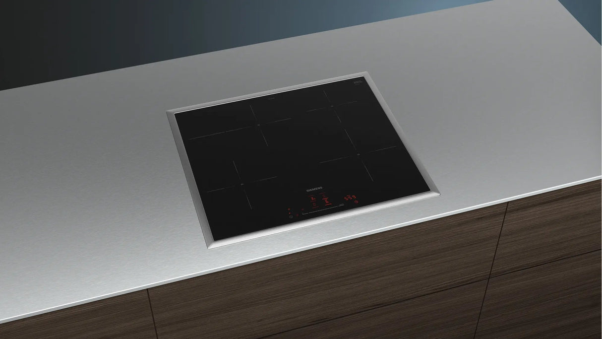 Siemens Eh645hfb1e Iq300, Placa De Cocina Independiente Negra/Acero Inoxidable, 60 Cm, Home Connect Eh645hfb1e