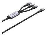 Cable Unitek C14101agy01-1.5m Usb-C 3in1 To Lightning Usb-C Micro Usb Multi Charging Black