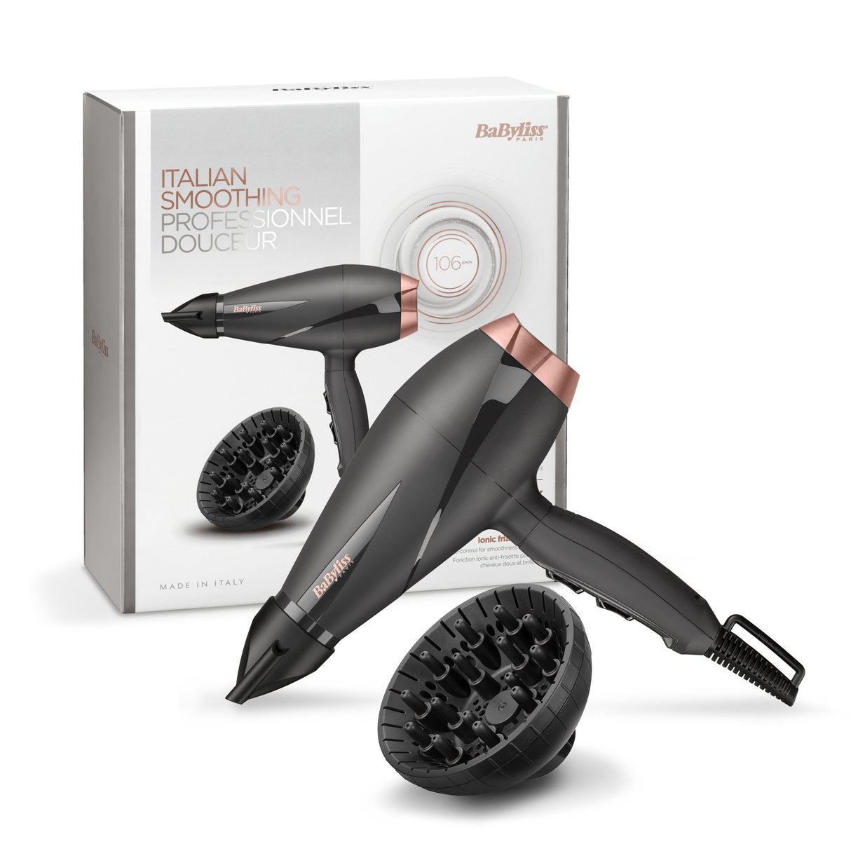 Secador Pelo Ac Babyliss 6709de  2100w Difusor Ionico Grisrosa