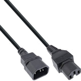 Extensión De Cable De Alimentación Inline, Conector Para Condiciones Calientes Iec-C15 Recto A Iec-C14 Recto, 3,0 M, Negro