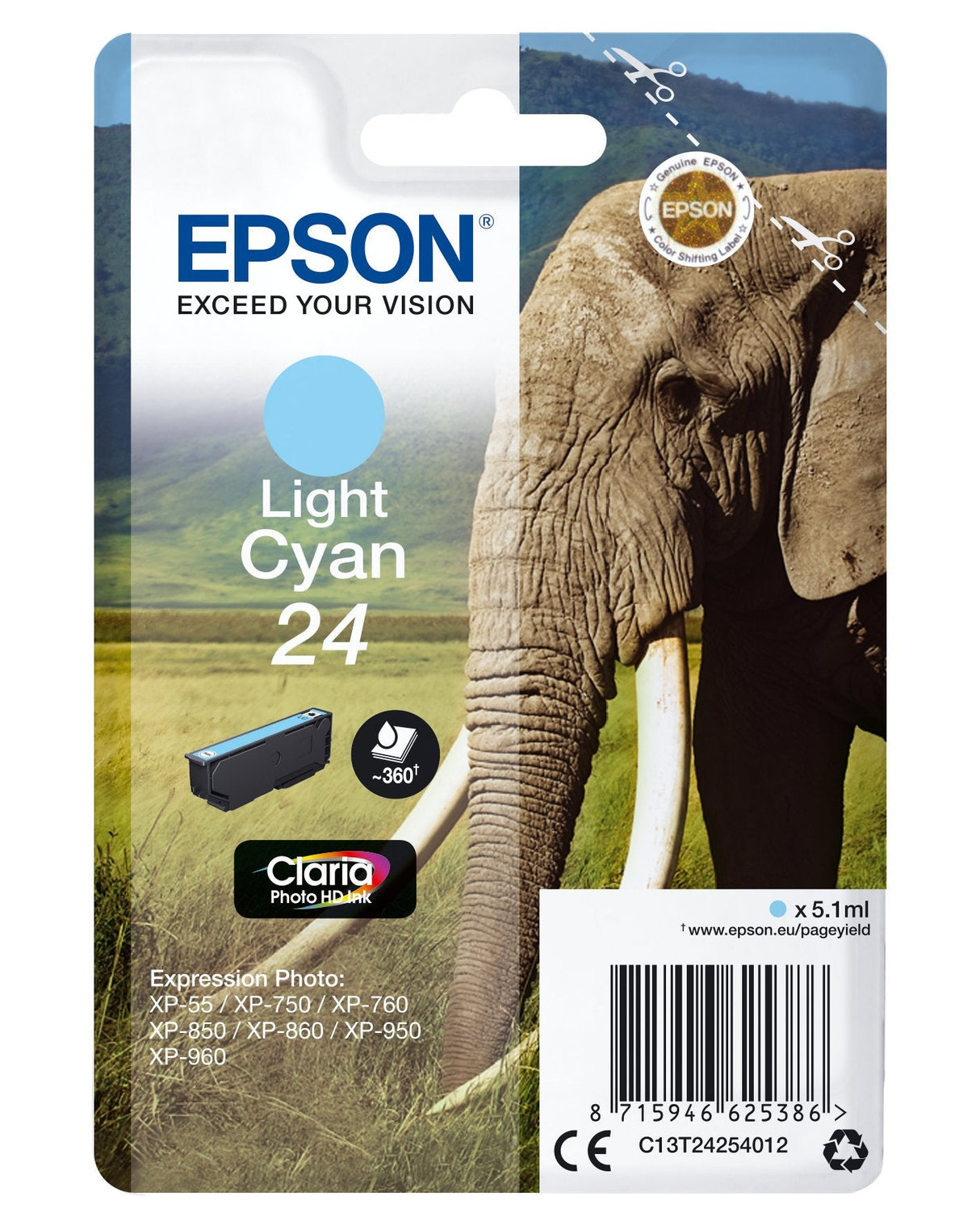 Tinta Original Epson 24 Cian Claro 360 Paginas/C13t24254012 C13t24254012