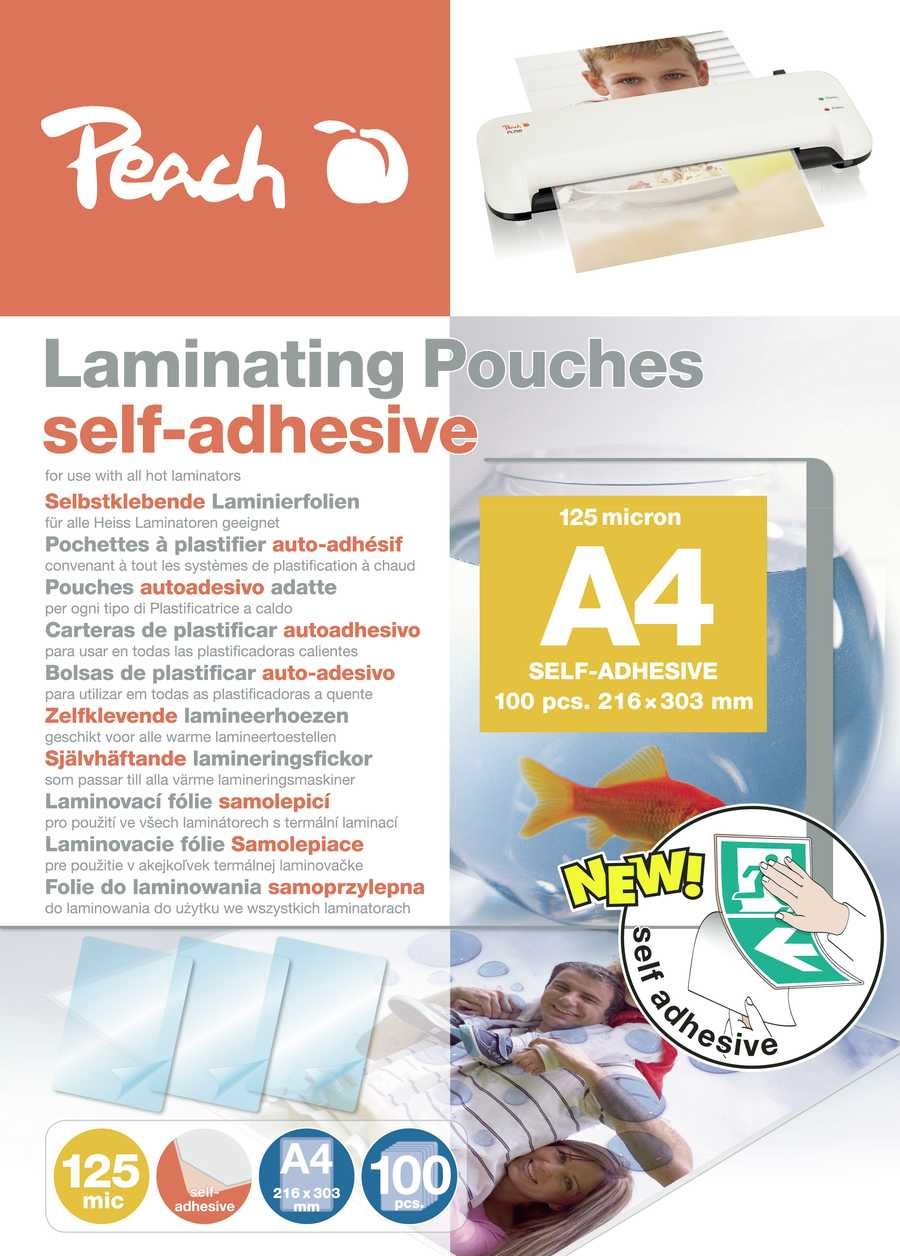 Peach Laminierfolien A4 303x216mm , 125mic Selbmklebend