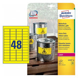 Avery L6103-20 Etiqueta Autoadhesiva Amarillo Rectángulo Permanente 960 Pieza(S)