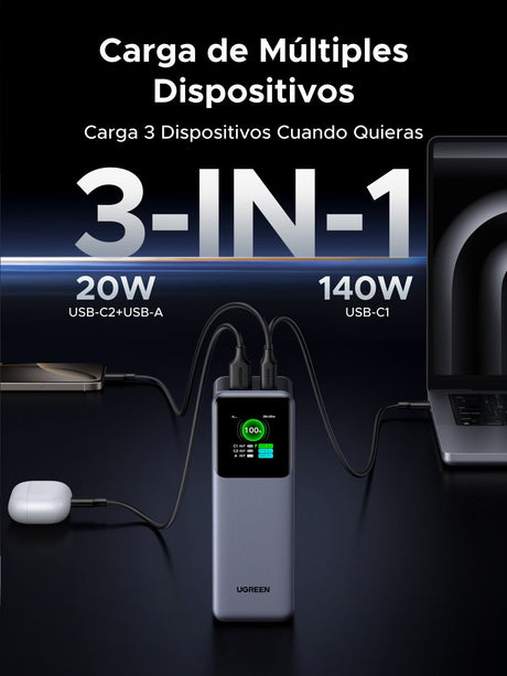 EAN 6941876242931 - Ugreen 25000mAh 200W Fast Charging Powerbank Gris imagen 16