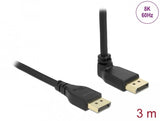 Cable Delock Displayport Stecker Gerade Zu Stecker 90° Oben Gewinkelt 8k 60 Hz 3 M Ohne Einrastfunktion