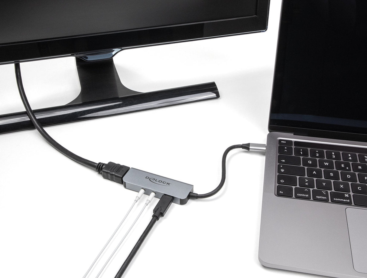 Delock Usb Type-C Adapter Zu Hdmi 4k 60 Hz Und Headset Und Mikrofonschluss + Usb Type-C Pd 95 W