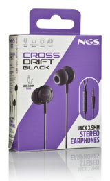 Auriculares Intrauditivos Ngs Cross Drift Con Micrófono Jack 3.5 Negros