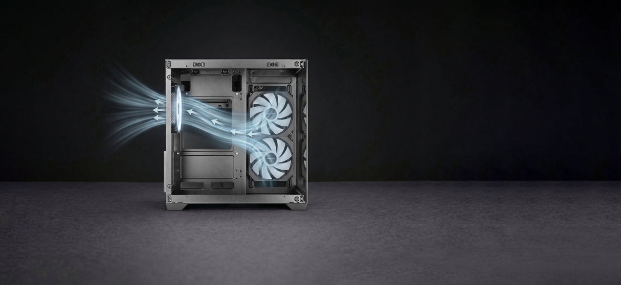 Caja Pc  Microatx Mars Gaming Mc-View3 Gpu Max 330mm Cristal Templado Panoramico Argb Usb-C Negra