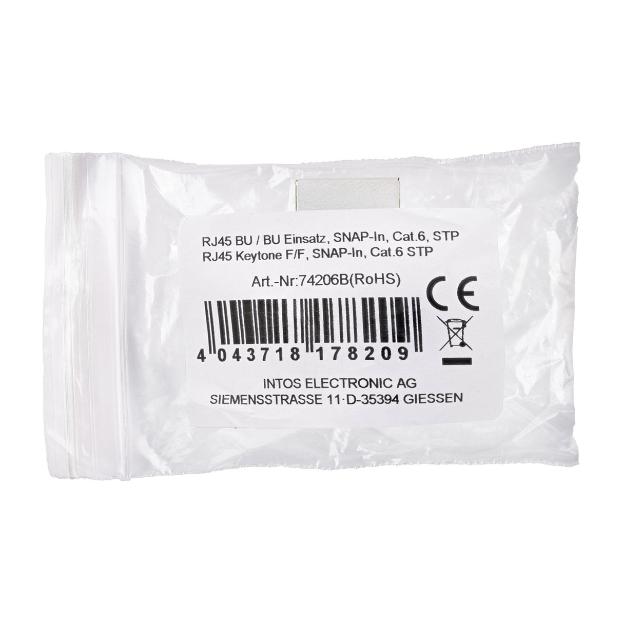 Inline® Rj45 Module Hembra A Hembra Snap-In Cat.6 Stp