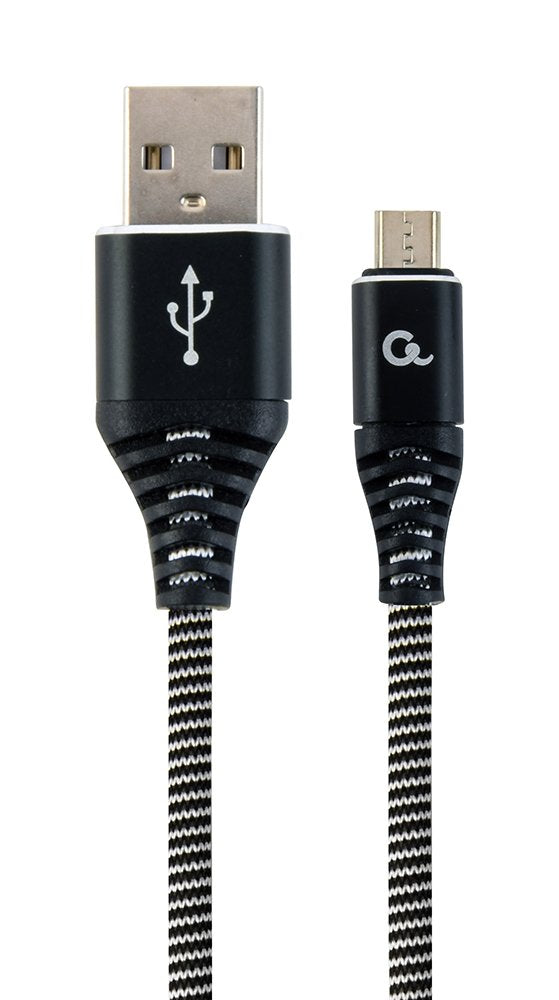 Gembird Cable De Carga Y Datos Micro-Usb Trenzado Premium, 2m, Negro / Blanco