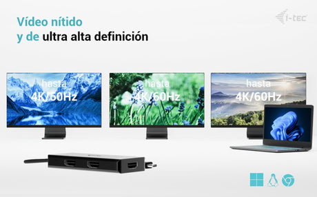 EAN 8595611707735 - i-tec C31TRIPLE4KHDMIPD adaptador de cable de vídeo 0,2 m USB Tipo C 3 x HDMI Negro imagen 7