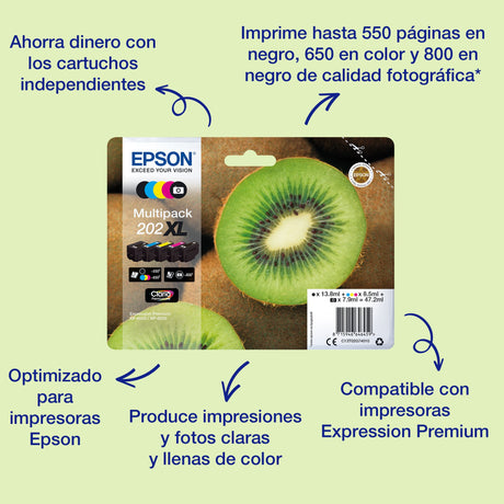 EAN 8715946646220 - Epson Kiwi 202 cartucho de tinta 1 pieza(s) Original Rendimiento estándar Cian imagen 2