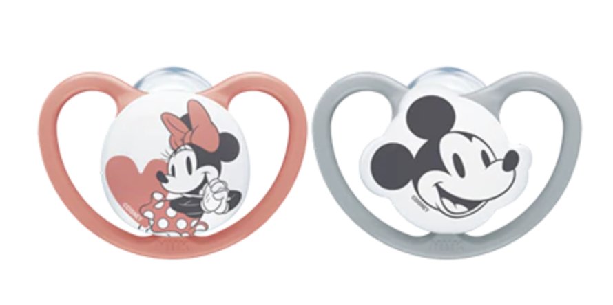 Nuk Disney Mickey Mouse Chupete Clásico Para Bebés Ortodóntico Silicona Gris, Rojo