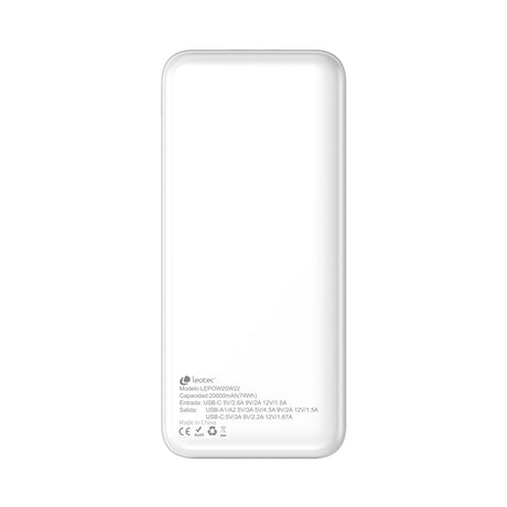 EAN 8436588883346 - Leotec LEPOW20W22W batería externa Polímero de litio 20000 mAh Blanco imagen 2