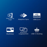 Monitor Profesional Ultrapanorámico Curvo Philips 346b1c 34' Wqhd Multimedia Negro