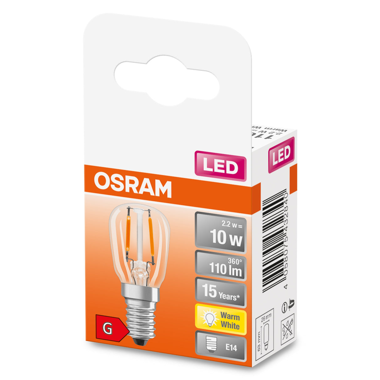 Osram Parathom Special Filament Led T26 Fil 10 Non-Dim 2,2w 827 E14 Bulb