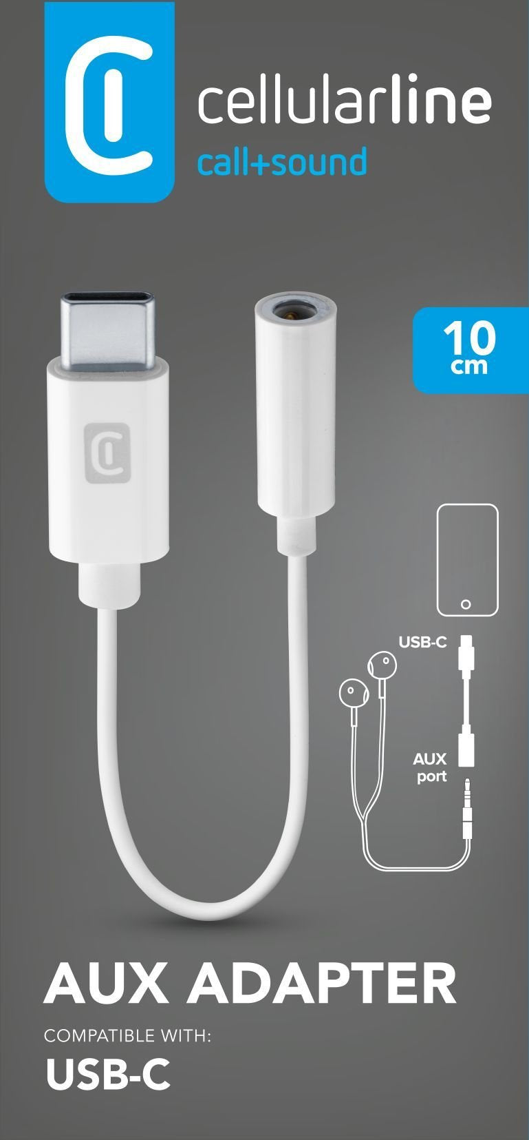Adaptador Cellularline Musicenablertypecw De Usb C A 3.55 Audio 0.15m Blanco