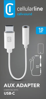 Adaptador Cellularline Musicenablertypecw De Usb C A 3.55 Audio 0.15m Blanco