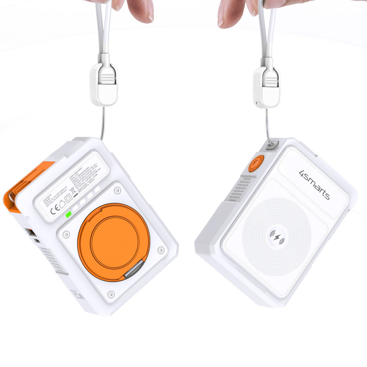 4smarts 541384 Batería Externa Polímero De Litio 10000 Mah Cargador Inalámbrico Naranja, Blanco